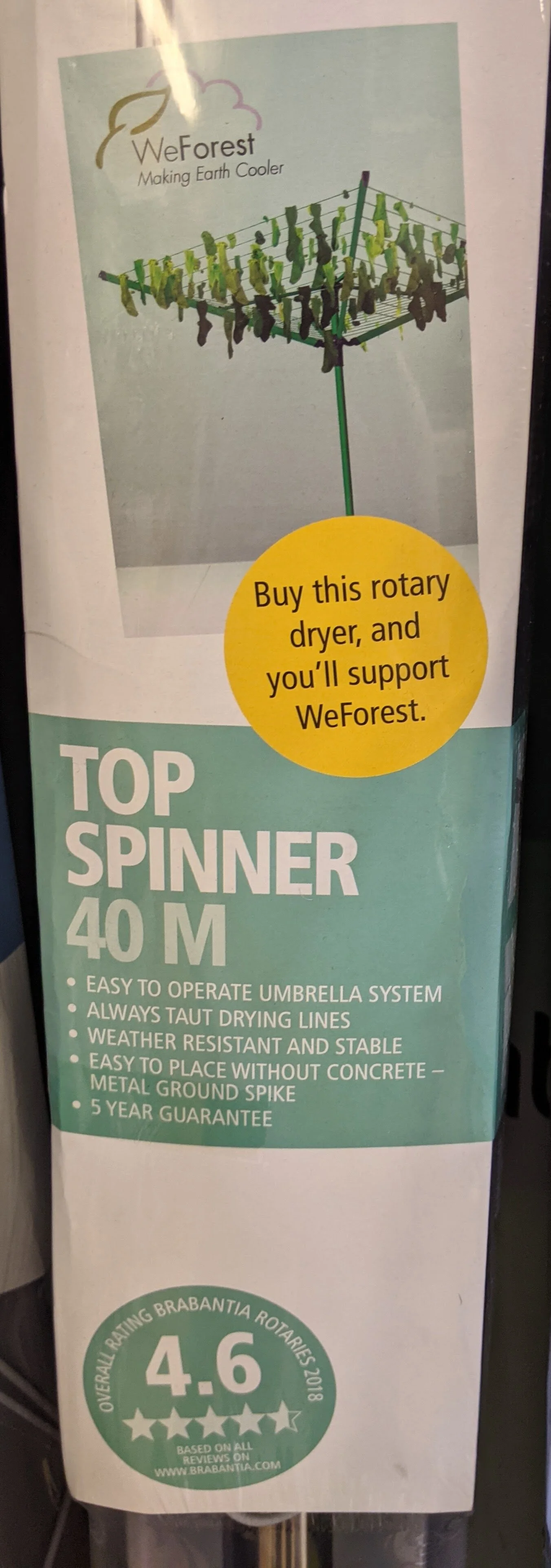 Brabantia Top Spinner 40 Metre Rotary Line with Metal Spike Chapmans The Ironmongers